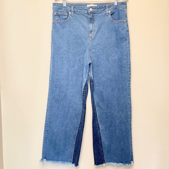ASOS | Two Toned High Waisted Wide Legged Gaucho Jeans - Picture 2 of 12